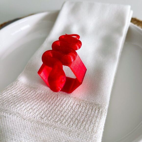 Year of the Snake - Napkin Rings – Red Glitter - Handmade Event Party Planner - Picture 10 of 15